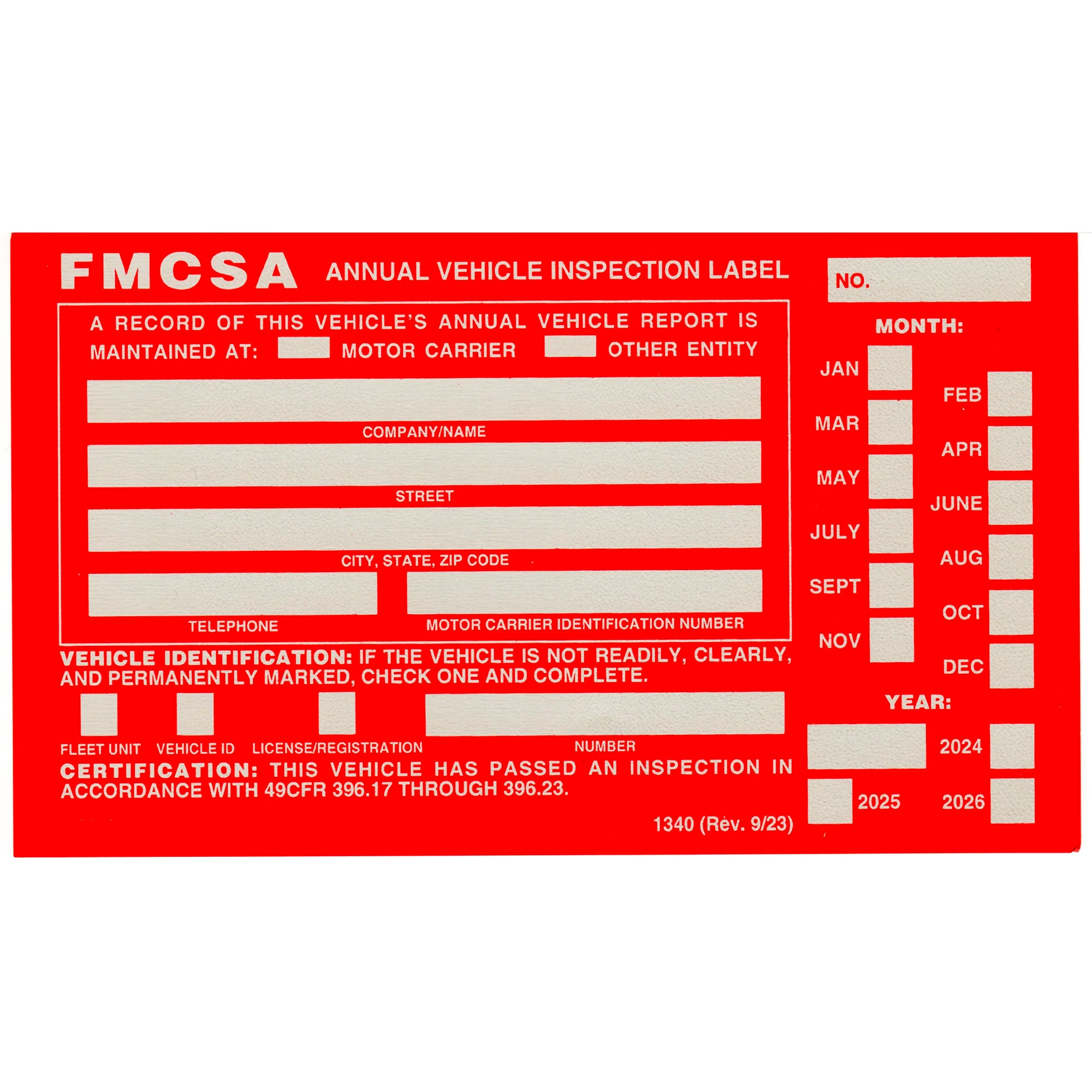 Road Test Label Red Annual Vehicle Inspection Label – OTR Supplies