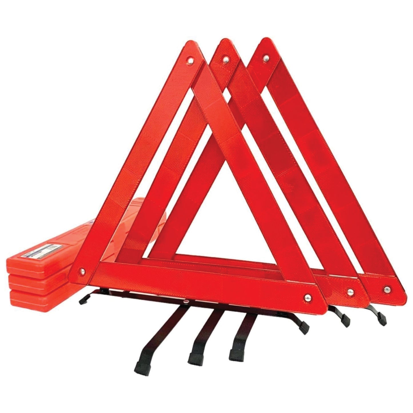 3-Pack Emergency Roadside Safety Triangle with Reinforced Cross Base and Carrying Case